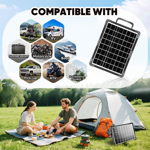 20W Solar Powered Battery Charger And Maintainer With Built In Smart MPPT Charge Controller Waterproof 12V Solar Panel Kit