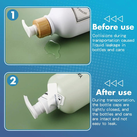 Before and after use of Seal Tape Roll Three Quarter Inch By Six Inch With 250 Waterproof Labels on bottle caps to prevent leaks.
