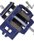 LMAOSS 5 Inch X Y Cross Slide Drill Press Vise Heavy Duty Steel Construction Precision Milling Machine Clamp view from above, showcasing dual cranks.