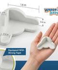 Tot Approved Silicone Corner Protectors For Baby Proofing Tables And Desks Using Heavy Duty Peel And Stick System To Cushion Hard Hits And Shield Rowdy Kids From Sharp Edges In Crisp White 12, shown in hand for size comparison.