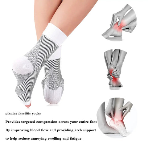 3 Pack Neuropathy Socks With Ankle Support, All Day Compression For Plantar Fasciitis, Tendonitis And Nerve Pain, No Slip Comfort