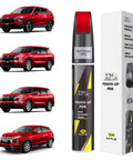 Red Diamond P62 Touch Up Kit For Mitsubishi Car Scratch Remover 2 In 1 With Pen Tip And Brush Exact Color Match For Paint Chips And Nicks Quick Easy DIY Fix displayed with red Mitsubishi cars