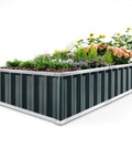 Sturdy Galvanized Steel Raised Garden Bed Kit 68 x 36 x 12 Inches Outdoor Planter Box With Two Pairs Of Gloves Dark Grey Tool Free Assembly Durable