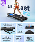 Heavy Duty Under Desk Walking Pad Treadmill With Auto Incline Smooth Glide Motor For Your Home Office Setup, runner on long deck.