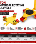 Heavy Duty Machine Skate Rolling Mover With 3 Ton Capacity, Rugged Carbon Steel Plate And Alloy Casters For Smooth Facility Moves, yellow dolly with rubber wheels