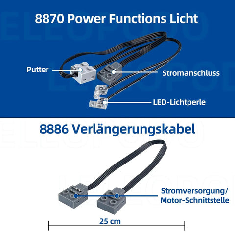 13 In 1 Power Functions Motors Set For Tech Bricks With M L XL Servo Motors AA Battery Box And 2 4G Remote Receiver connector cables