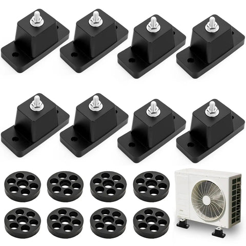 8 Pack Rubber Vibration Isolator Mounting Brackets For Outdoor Mini Split AC Condensers, pads, and ground stands