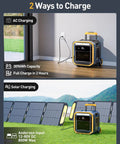 Heavy Hitter Portable Power Station With 400W Solar Panel charging options: AC and solar charging setup outdoors.