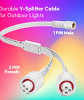 Y Splitter Outdoor Lights Extension Cable 1 Male To 2 Female 3 Pin Splice Kit for Outdoor Lighting, easy install view