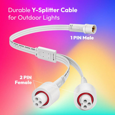 Y Splitter Outdoor Lights Extension Cable 1 Male To 2 Female 3 Pin Splice Kit for Outdoor Lighting, easy install view