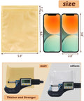 100 Pack Self Sealing Cookie Bags With Seal 5.9x6.5 Inch size comparison with smartphones and thickness measurement