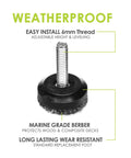 Heavy Duty Adjustable Furniture Levelers For Indoor And Outdoor Use Kick The Wobble Out Screw In Leg Glides All Season Durable. Close-up of marine grade adjustable leg glide with 6mm thread.