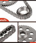 3 Piece Engine Timing Chain Kit with Sprocket for Jeep and Dodge vehicles, sprocket and chain close-up detail view