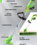 Cordless 21V Weed Wacker With Dual Batteries And Charger 3 In 1 Metal Blade Trimmer Edger And Brush Cutter diagram