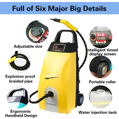Heavy Duty Commercial Steam Cleaner High Temp Industrial Pressure Washer showcasing adjustable size and ergonomic handle design.