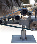 Buff And Polish Like A Pro With This Heavy Duty 550W Brushless Motor Belt Sander Machine Featuring 762 X 25Mm Vertical Design showing motor and belt setup.