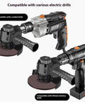 Badass Drill To Angle Grinder Adapter That Swaps Your Standard Hand Drill Into A Heavy Duty Rotary Polisher and Quick Cut Tool for top shelf grind every weekend, showcasing both corded and battery-operated drills.