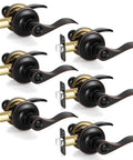 Heavy Duty Privacy Door Knobs 6 Pack In Oil Rubbed Bronze Wave Style Zinc Alloy Reversible Interior Door Levers With Keyless Bedroom Locks Rust And Corrosion Resistant ANSI Grade 3 200K+ Cycles