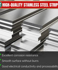 304 Stainless Steel Flat Bar 0.125 Inch Thick By 3 Inch Wide By 12 Inch Long, Heavy Duty Pro Grade Metal Stock For Fabrication DIY Projects, Corrosion Resistant, Durable Steel Bar stacked stainless steel strips