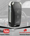 Keyless Entry Remote Fob Replacement For Porsche Cayenne 2004-2011, 4 Button Flip Key, KR55WK45032 KR55WK45022, car background