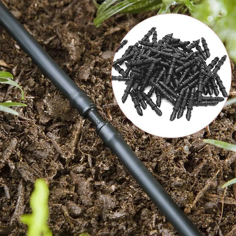 150 Pieces One Quarter Inch Straight Barbed Irrigation Connectors Fittings For Drip System Garden Tubing close-up