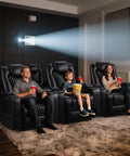 Family enjoying movie night on Power Recliner Chair with USB Ports and Cup Holders for Home Theater Vibes and Cozy Movie Nights