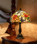 Pink Tiffany Style Table Lamp With Butterfly Stained Glass Shade, 12x12x18 Inches, Bedside Desk Light in bedroom