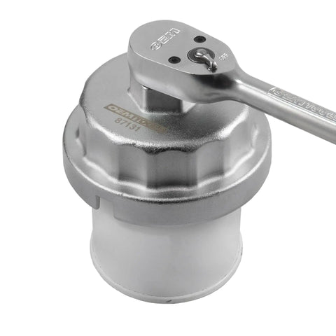 64.5 mm 14 Flute Oil Filter Wrench Cap Tool fits 2.0 to 5.7L engines prevents slippage and stripping with easy cap release pro grade quality