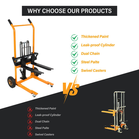 Rock Solid Hydraulic Pallet Jack Stacker With 440 Lb Heavy Load Capacity Smooth Rolling Warehouse Dolly For Boxes Tools Zero Stress Loading Workhorse Built Tough Daily Grind