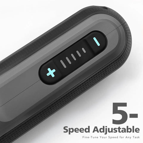 Close-up of 5-speed adjustable control on Ready To Rock 101 Piece Mini Cordless Rotary Tool Kit for precision tasks.