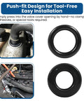 Valve cover breather grommets, 2-pack, black PVC, 0.75 in and 1 in inner diameter, oil- and heat-resistant