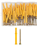 100 Piece M6x60 Plastic Wall Anchors And Screws Kit With Yellow Expansion Anchors for light-duty mounting