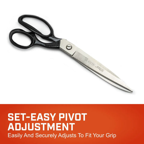 Heavy Duty 12 Inch Bent Handle Industrial Shears For Fabric, Upholstery, And Leather Cutting with Set-Easy grip on display
