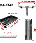 Pro Grade 18 Inch Microfiber Paint Roller Kit With Adjustable Extension Pole And Rolling Tray For Fast Interior Exterior Wall And Ceiling Jobs Medium Nap Polyester 6 Pack with measurements and components.