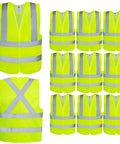 Look Sharp Hi Vis Safety Vest With Wraparound 360 Reflective Strips For Construction Crews Road Work Cycling And After Dark Jogging Activities Reliably in a pack of 10.