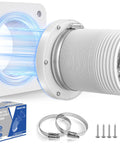 Magnetic Dryer Vent Connector With Airtight Seal For Tight Spaces DV180 4-Inch Duct Kit shown with 3.3 ft hose and clamps.