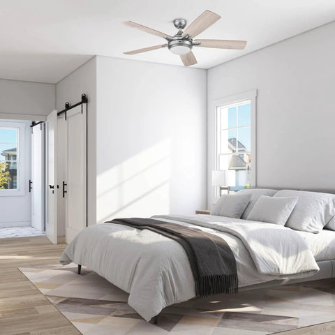 Bedroom with 52 Inch Espresso Smart Ceiling Fan With Remote Control, Energy Efficient Air Circulation For Medium To Large Rooms Up To 400 Sq Ft