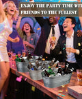 Two Pack Galvanized Tub Ice Buckets Set Of Two Large Metal Beverage Buckets With Carry Handles For Parties Keep Drinks Ice Cold Beer Wine Champagne Cooling Three Gallon Capacity Mimosa Bar Supplies And Outdoor Cocktails
