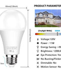 Diagram of Six Pack Dusk To Dawn A19 LED Light Bulbs 11W 1200 Lumens 100 Watt Equivalent E26 Base Auto On Off Outdoor Daylight White 5000K