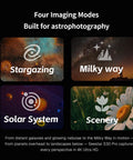 Seestar S30 Pro Smart Telescope With App Control featuring four imaging modes: Stargazing, Milky Way, Solar System, Scenery.
