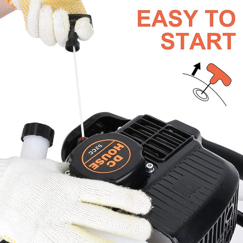 Pull start mechanism of Beast 52cc Gas Powered Earth Auger With 1800W Peak Output EPA Certified for easy start feature demonstration
