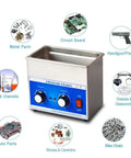 Super Power Industrial Grade Ultrasonic Cleaner With Digital Timer And Heating, 2L stainless steel tank for deep cleaning small items.