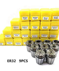 Top Tier Spring Collet Set For CNC Lathe And Milling Machine Includes ER8 ER11 ER16 ER20 ER25 ER32 Sizes With 0.015mm Precision Grip.