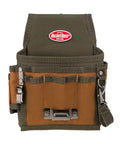 FlapFit Tool Pouch With Flap Nine Pocket Belt Pouch With Eight Tool Loops And Metal Tape Clip Rugged 600D Ripstop Nylon Construction For Pros On The Job Original Series Brown, front view