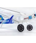 Fox XL 2025 RC Airplane Kit With 1030mm Wingspan Foam Airframe MF1905 2400KV Motor side view, showing wheels and logo.