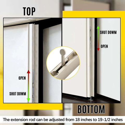 18 Inch Extended Flip Lever Flush Bolt for Double Doors, heavy duty zinc alloy, satin nickel finish, rod extends 18 to 19.5 inches