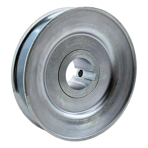 4 Inch Single Groove V Belt Pulley With 1 Inch Bore For A B 5L 4L AX BX Belts, Carbon Steel 1020, Zinc Plated, Keyseat 1/4 X 1/8, Close-Up