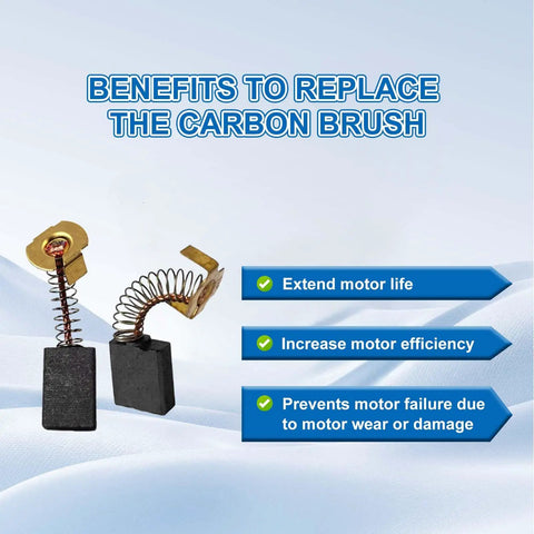 Four Pack Heavy Duty Carbon Brush Set Hella Durable For Table Saws showing two carbon brushes with connectors for motor efficiency.