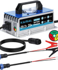 29.2V 20A LiFePO4 Battery Charger For 24V Systems With IP67 Waterproof Housing, 0V Wake Up Dual Connectors, and 8 Protective Features