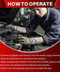 Mechanic using Valve Stem Seal Removal and Installation Kit With Pliers Drive Handle Sockets and Adapters for Car Engines DIY